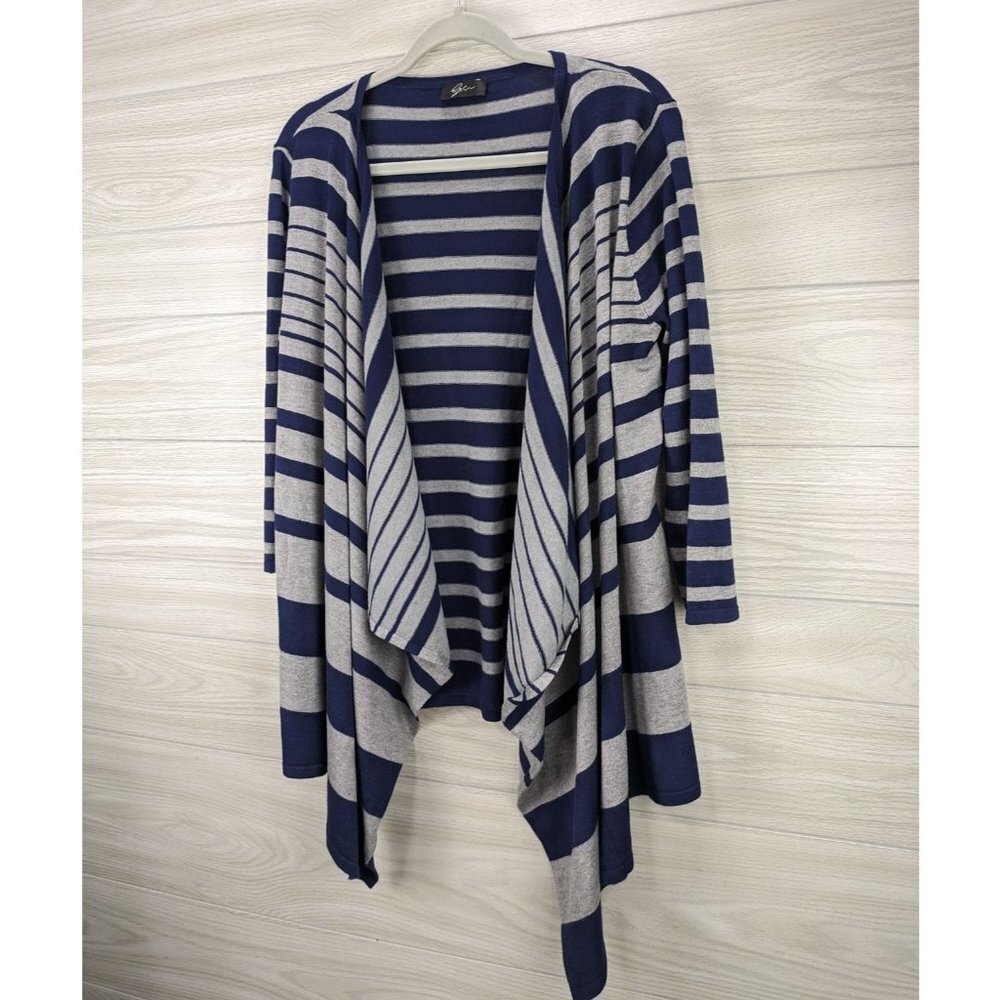 Open Front Knit Striped Cardigan